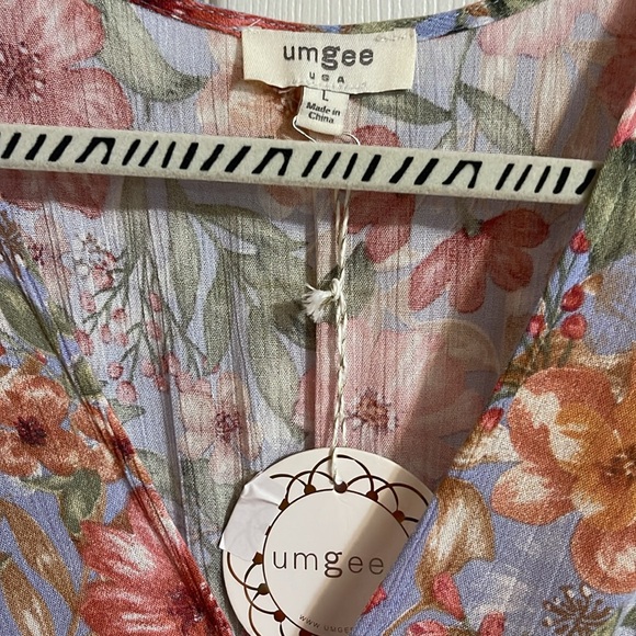 NWT Large Umgee Mixed Fabric Tiered Midi dress - Picture 7 of 9